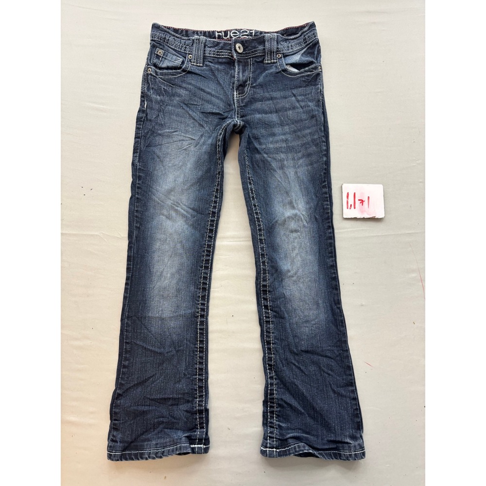 Rue21 Womens Mid-Rise Bootcut Jeans Dark Wash Contrast Stitch Size 5/6 Short